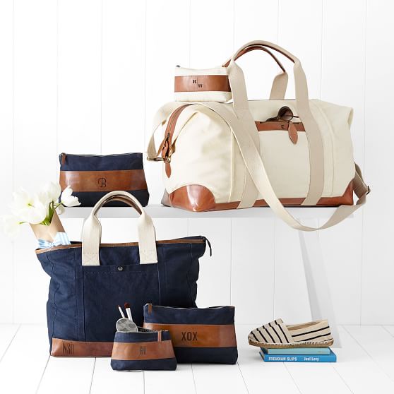 Canvas with Leather Weekender Bag | Mark and Graham